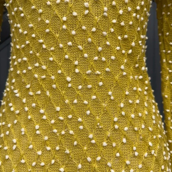 A’reve Mustard Yellow Lace Floral Ruffle Hem Cardigan Tunic Size Medium - Picture 8 of 11